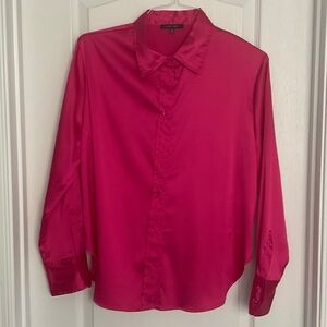 Love Tree Women's Vibrant Pink Satin Blouse